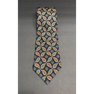 Tommy Hilfiger Silk Tie – Navy & Burgundy Paisley / Geometric – Made in USA